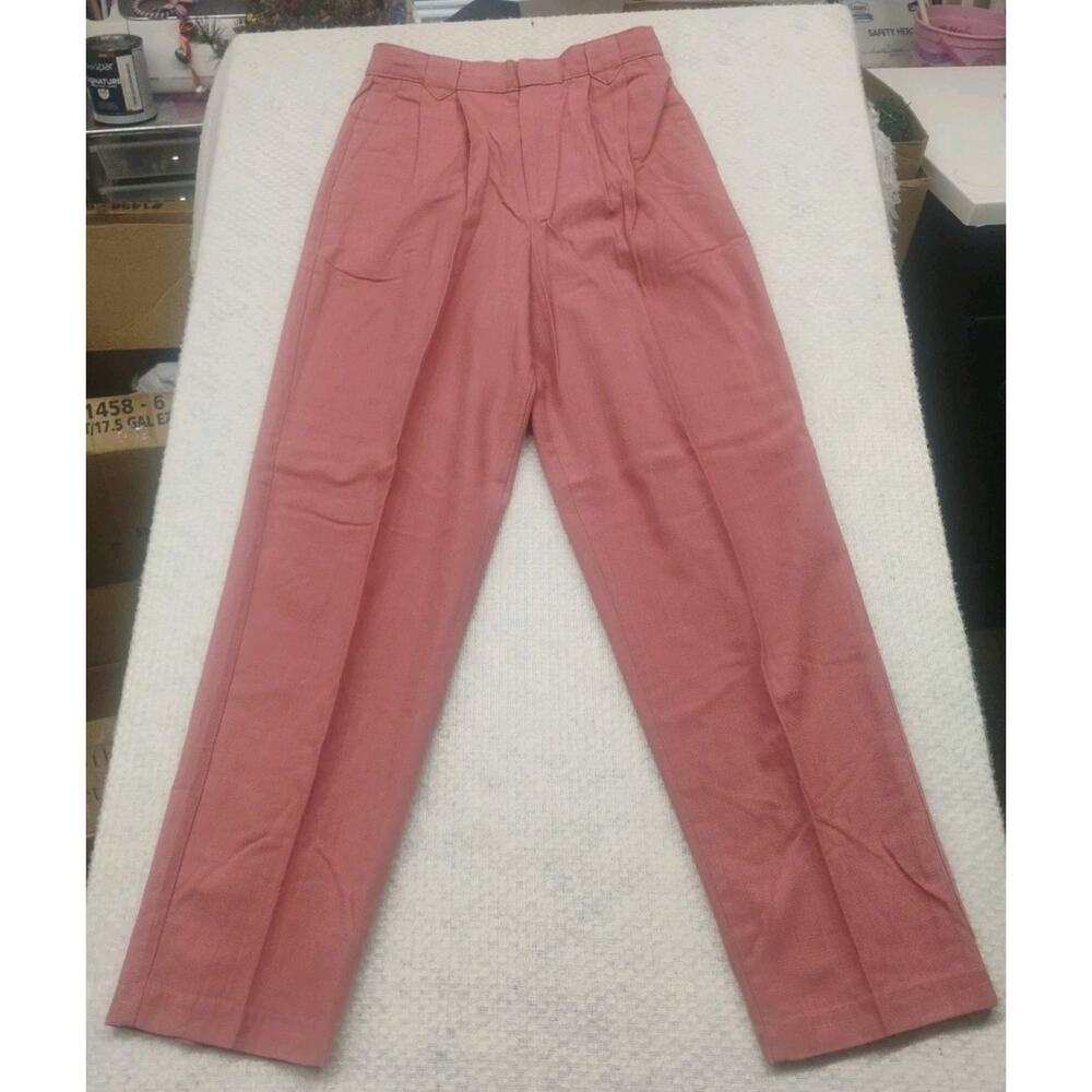 VTG I.C. Isaacs Rose Pink Pleated Trousers Size 10 USA Minimalist Career Office